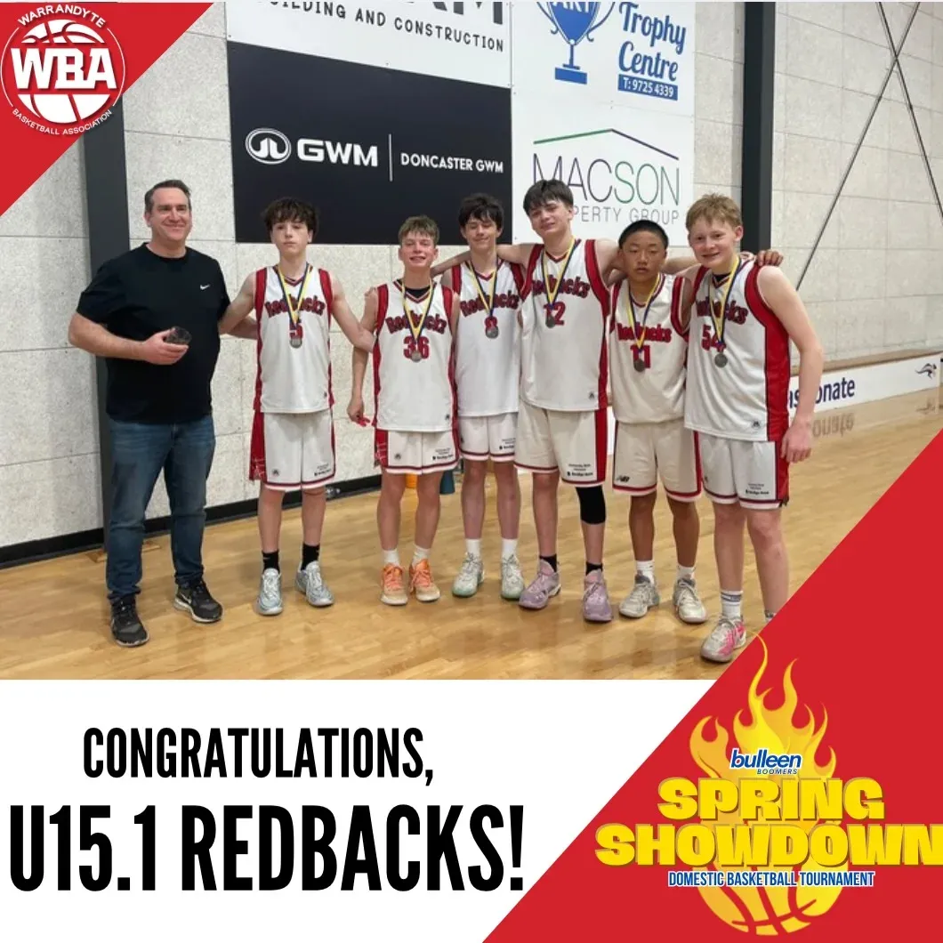 Instagram post: Congratulations, U15.1 Redbacks, Bulleen Boomers Spring Showdown domestic basketball tournament