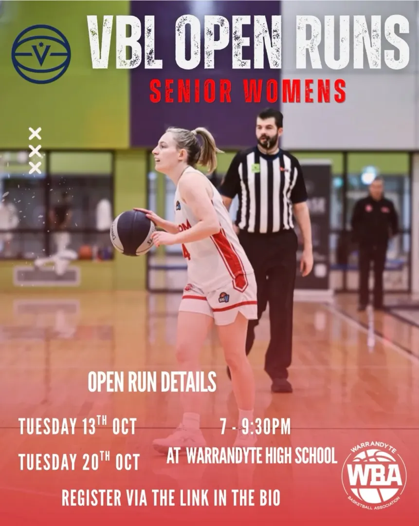 Instagram post: VBL open runs, Senior Womens, Tuesday 13 and 20 October, 7 to 9:30pm at Warrandyte High School